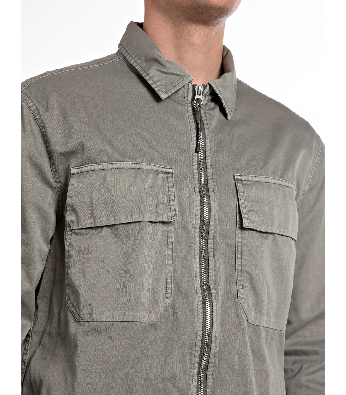 ライトコットンツイル フルジッパーシャツ 詳細画像 ミリタリーグレー 3